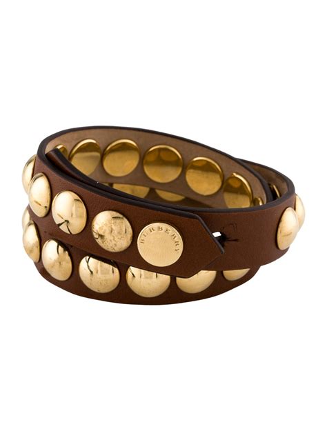 Burberry Leather Studded Double Wrap Bracelet 